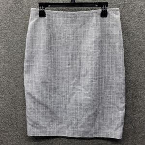 Calvin Klein Skirt Women's 10 Gray Windowpane Pencil Knee Length NWOT